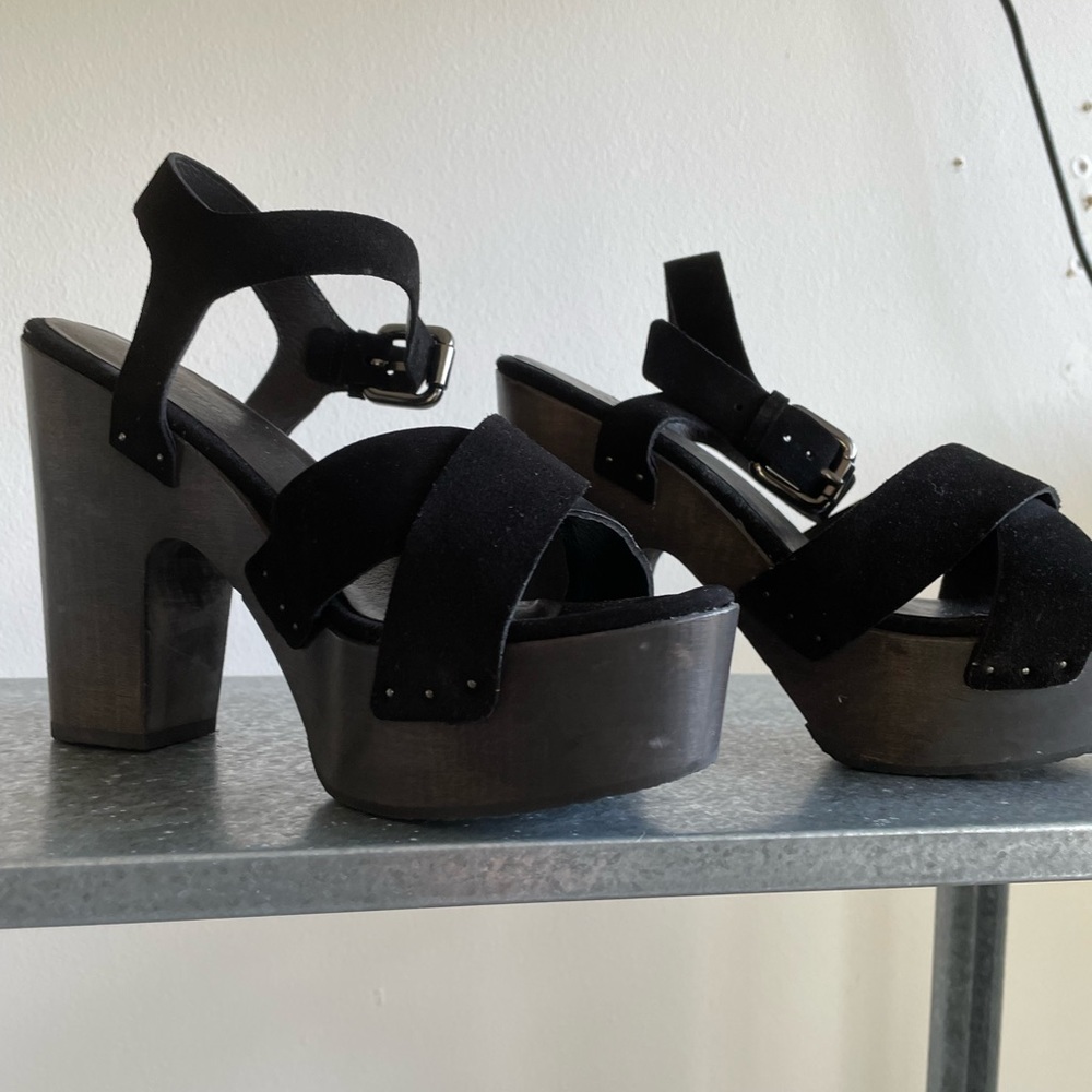 ALLSAINTS BNIB REES SUEDE PLATFORM WEDGES SIZE 40/9.5/9